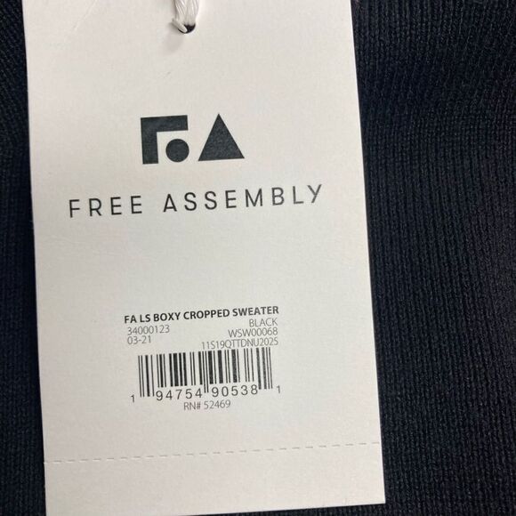 FREE ASSEMBLY Boxy Cropped Sweater Black Women’s Large‎ - Picture 7 of 10